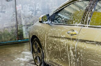 using soap in washing a car